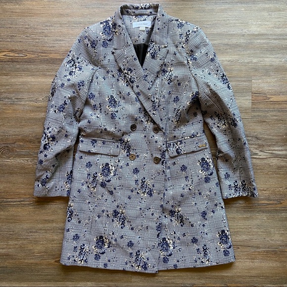 Calvin Klein Jackets & Blazers - Calvin Klein Floral-Printed Plaid Jacket